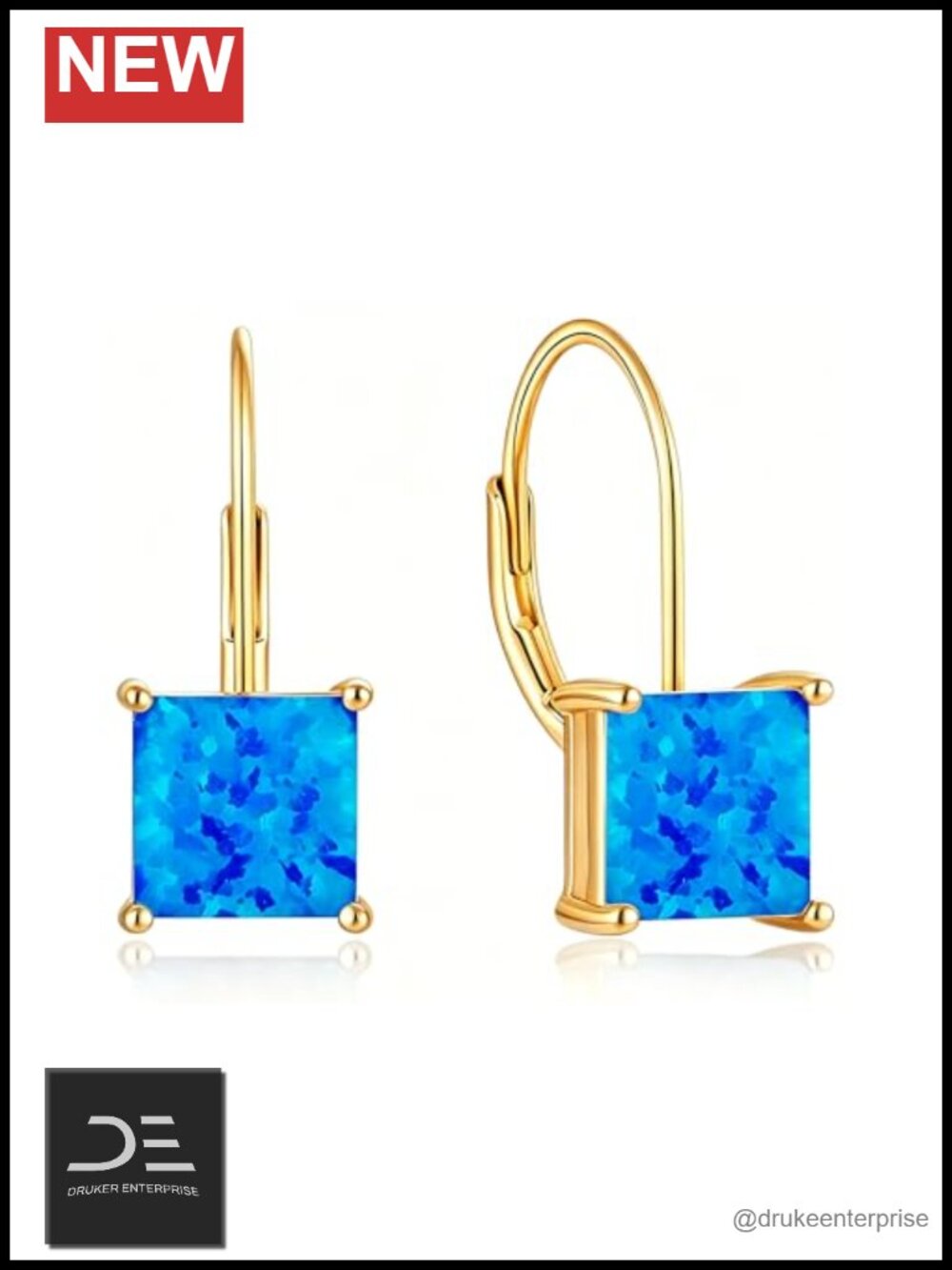 925 Sterling Silver Lab-Created Opal Drop Earrings Leverback Hypoallergenic